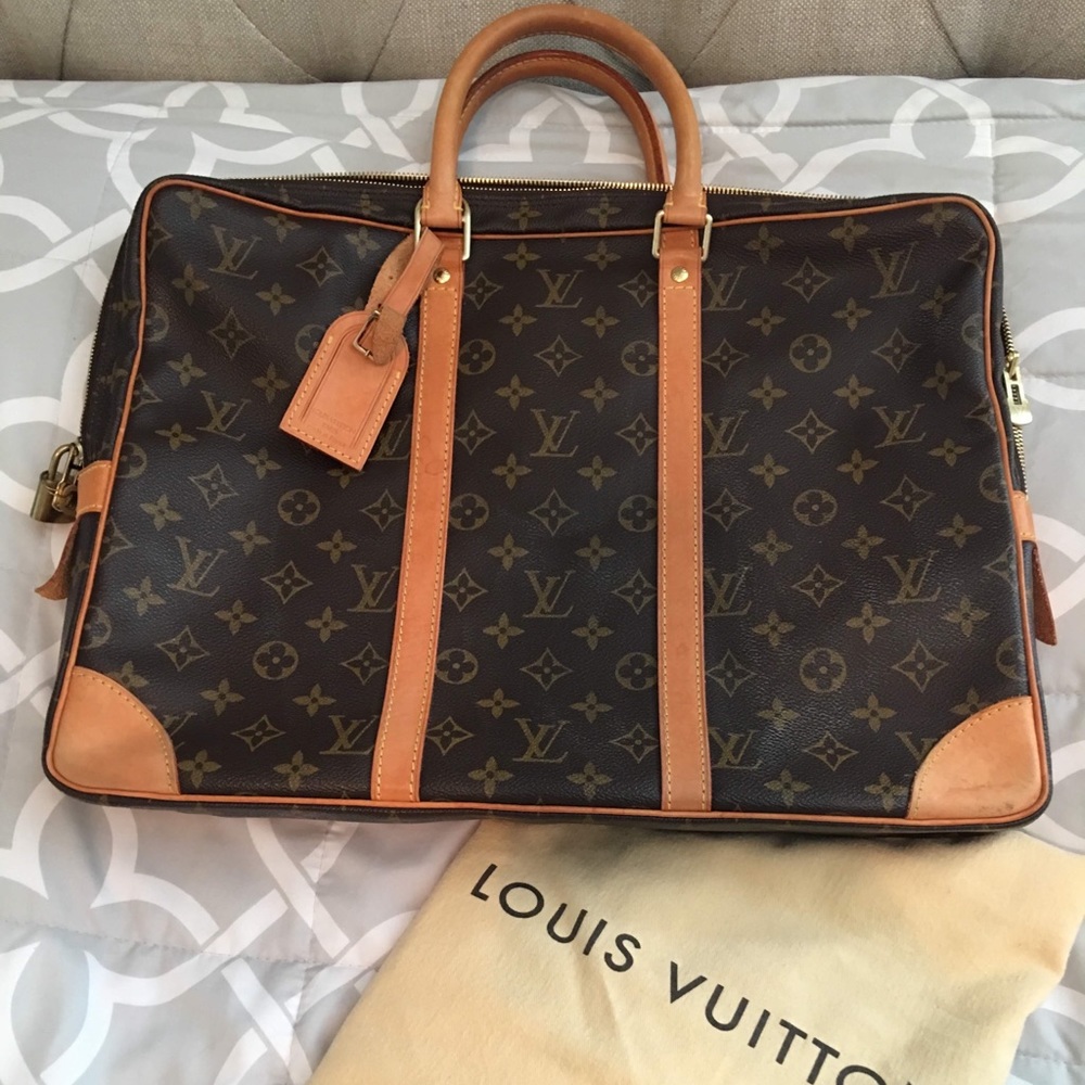 Louis Vuitton Monogram Canvas Laptop Bag in Brown and Tan